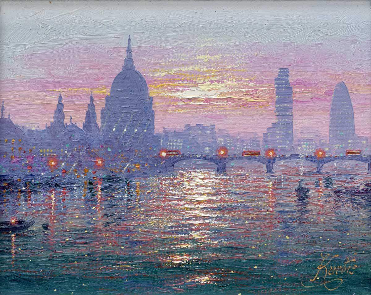 Thames Haze - Original - SOLD by artist Andrew Grant Kurtis - Wyecliffe Galleries