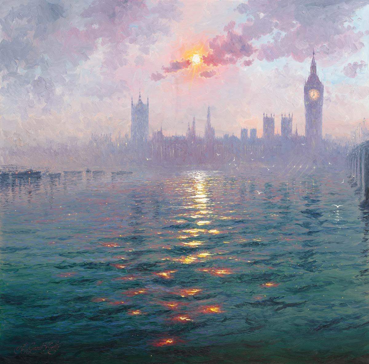 The Sunshine Sparkles through the Morning Haze - Original - SOLD by artist Andrew Grant Kurtis - Wyecliffe Galleries