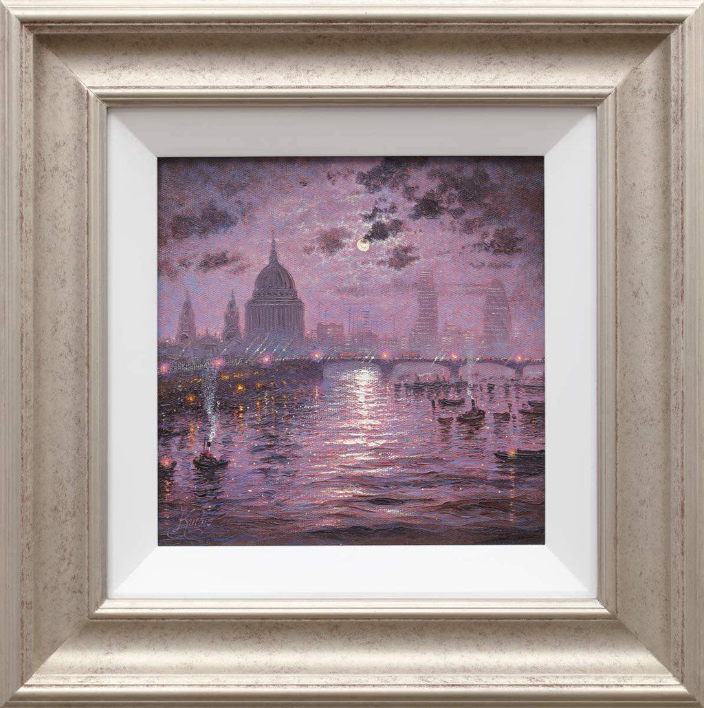 The Thames Sparkles At Night - Original - SOLD by artist Andrew Grant Kurtis - Wyecliffe Galleries