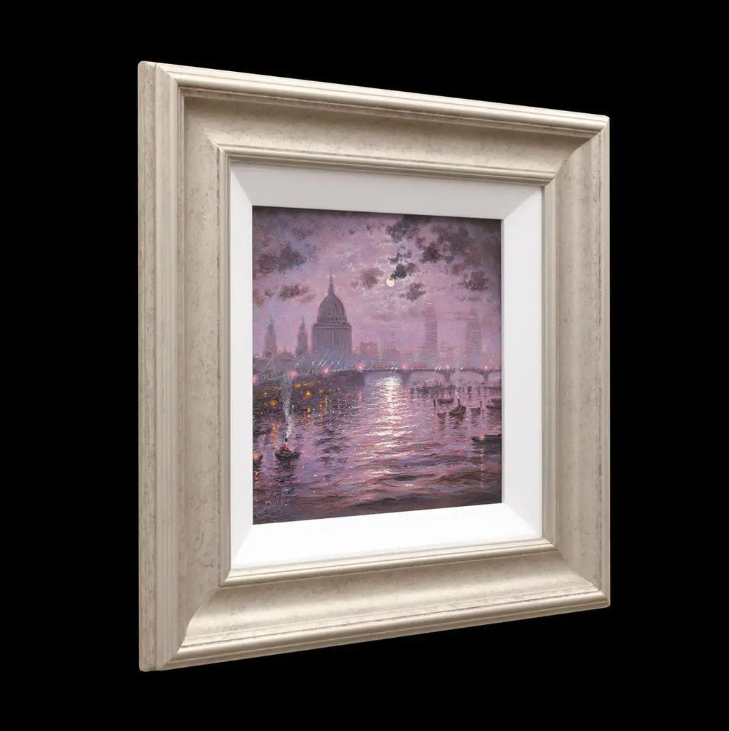 The Thames Sparkles At Night - Original - SOLD by artist Andrew Grant Kurtis - Wyecliffe Galleries
