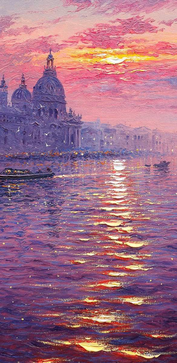Venice At Dusk - Original - SOLD by artist Andrew Grant Kurtis - Wyecliffe Galleries