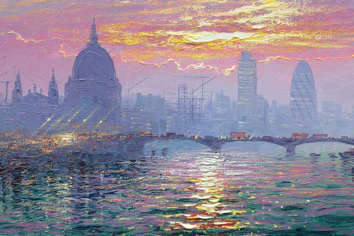 Watch the Thames Sparkle - Original - SOLD by artist Andrew Grant Kurtis - Wyecliffe Galleries