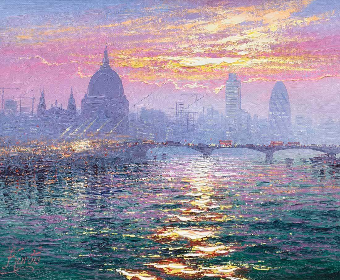 Watch the Thames Sparkle - Original - SOLD by artist Andrew Grant Kurtis - Wyecliffe Galleries