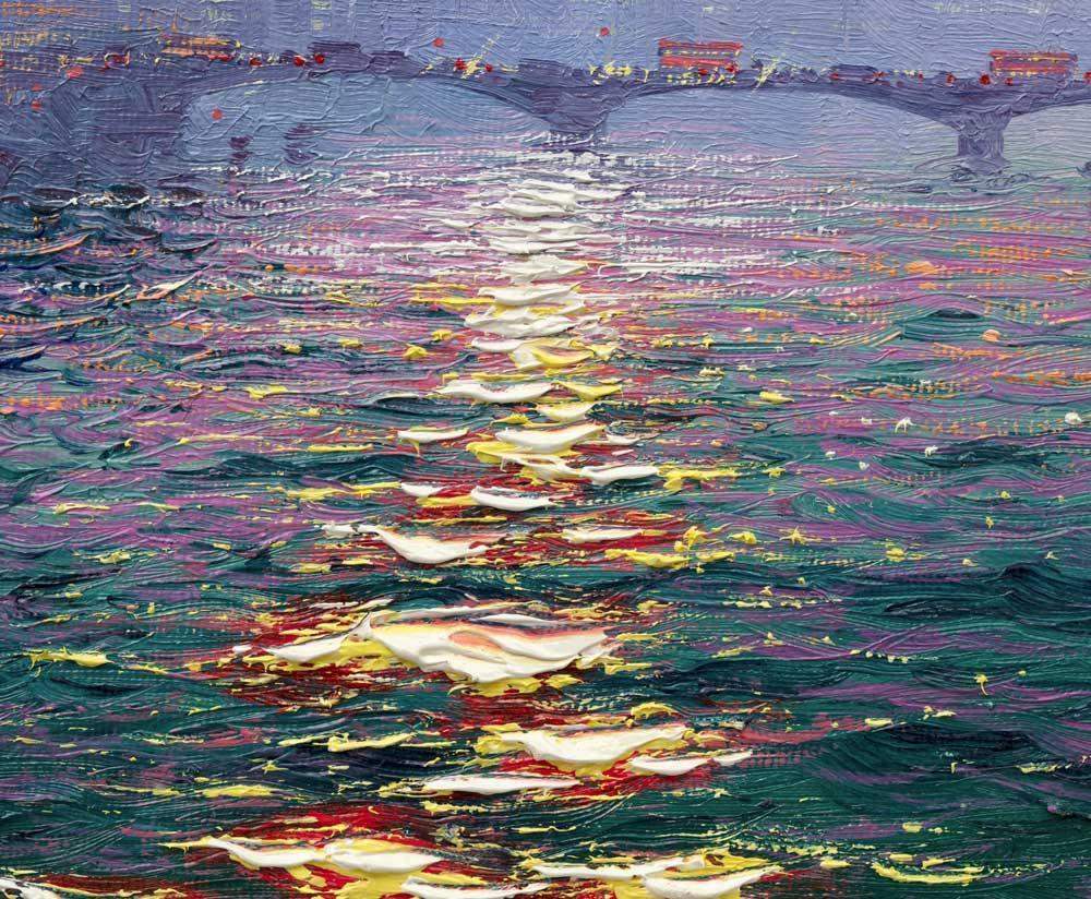 Watch the Thames Sparkle - Original - SOLD by artist Andrew Grant Kurtis - Wyecliffe Galleries