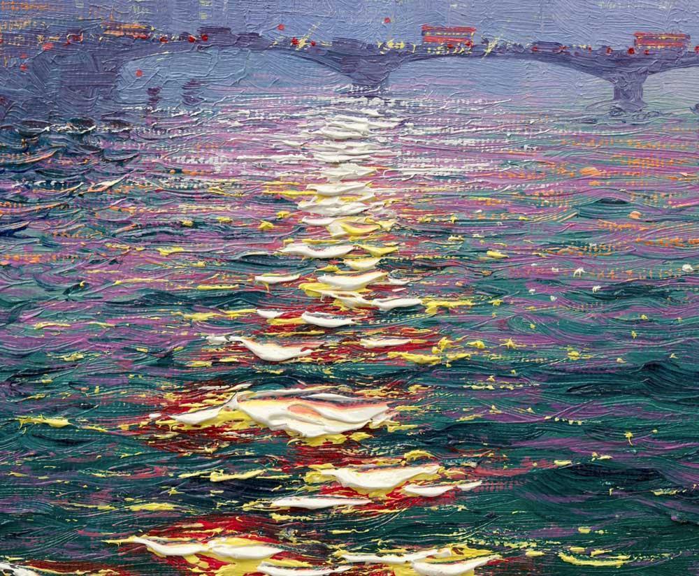 Watch the Thames Sparkle - Original Andrew Grant Kurtis Framed