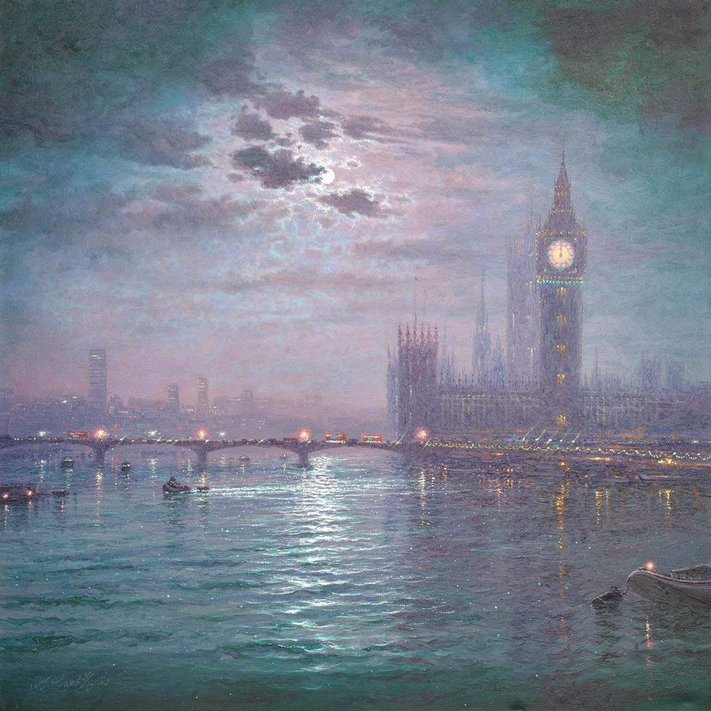 Westminster Chimes at Night - Original - SOLD by artist Andrew Grant Kurtis - Wyecliffe Galleries