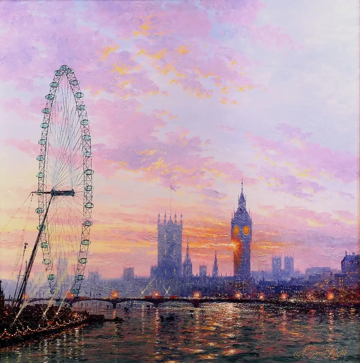 Westminster through a London Eye - SOLD by artist Andrew Grant Kurtis - Wyecliffe Galleries
