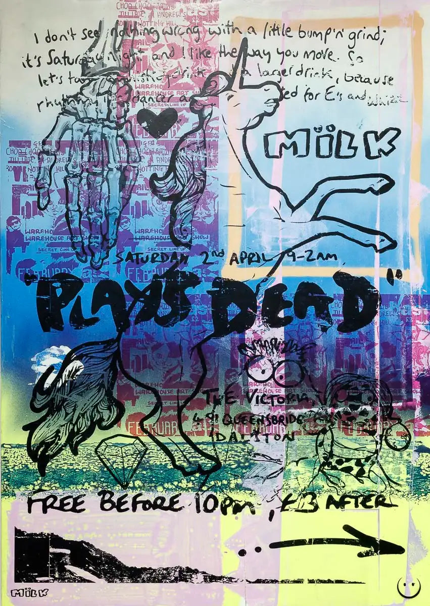 Plays Dead - Neon Beach - Original - SOLD by artist Andrew Milk - Wyecliffe Galleries