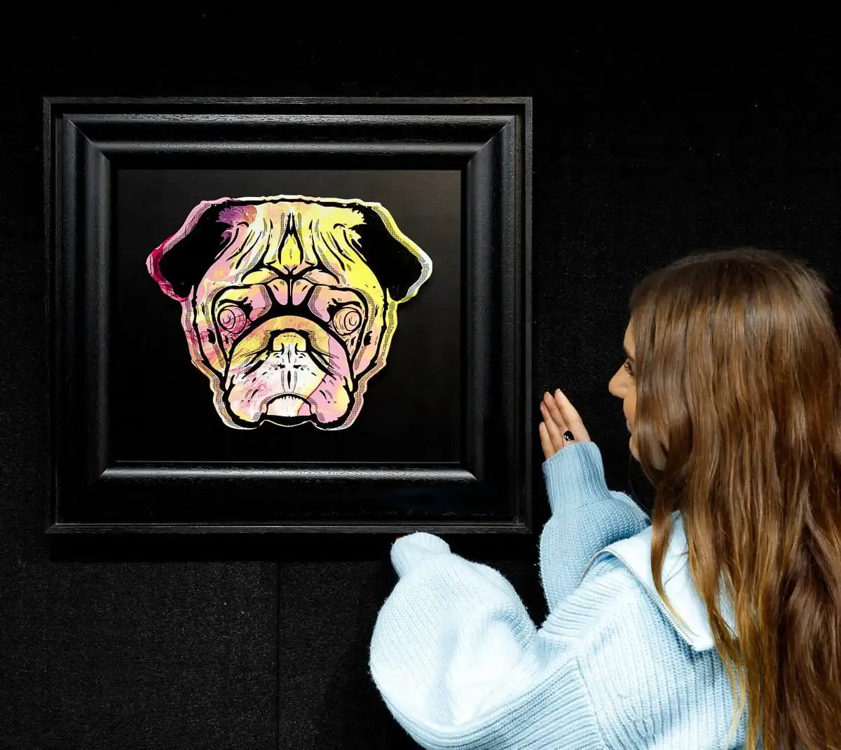 Pug Face - Pinks & Sherberts - Original - SOLD by artist Andrew Milk - Wyecliffe Galleries