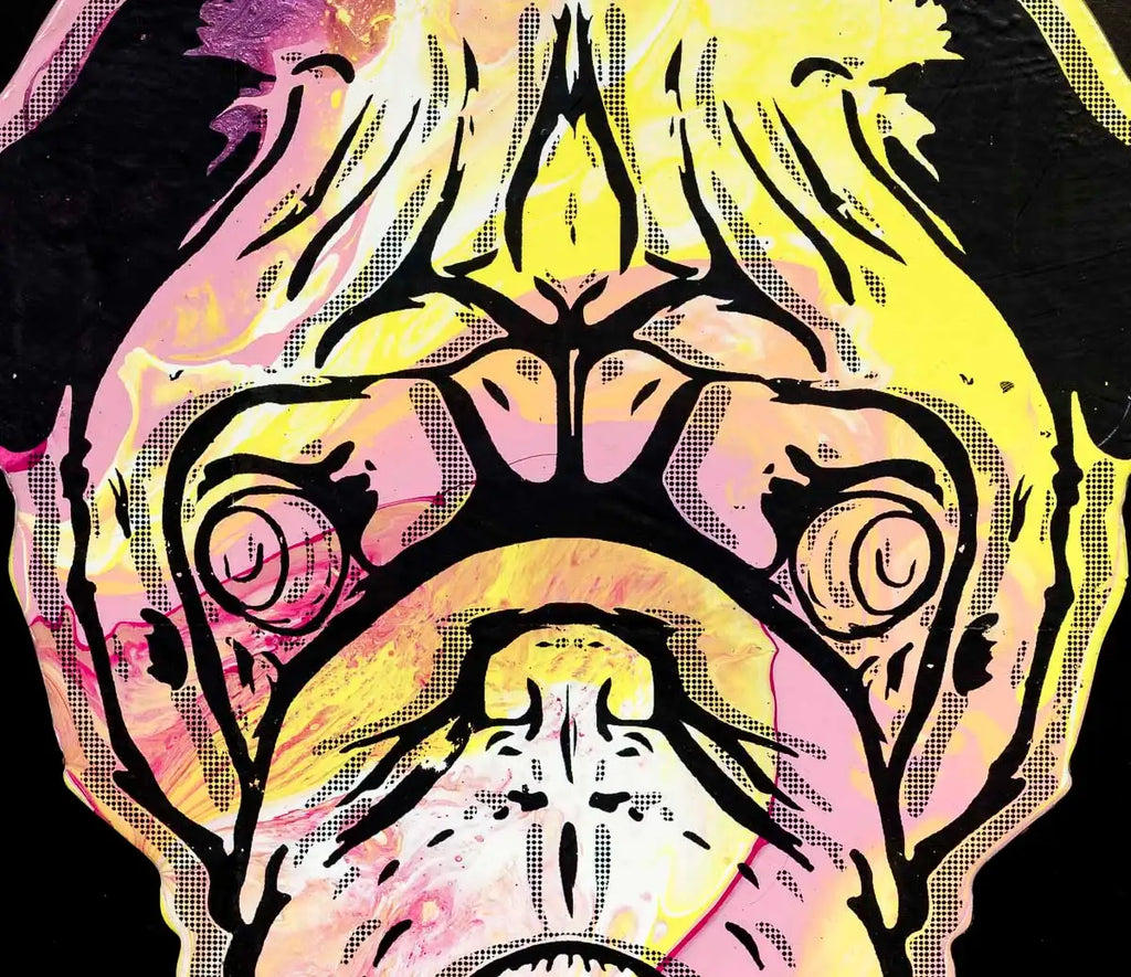 Pug Face - Pinks & Sherberts - Original - SOLD by artist Andrew Milk - Wyecliffe Galleries