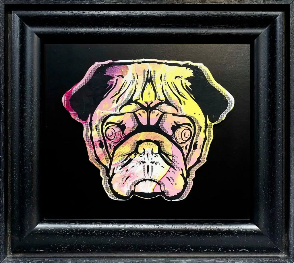 Pug Face - Pinks & Sherberts - Original - SOLD by artist Andrew Milk - Wyecliffe Galleries