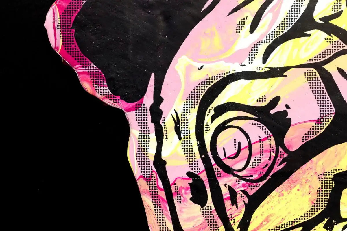 Pug Face - Pinks & Sherberts - Original - SOLD by artist Andrew Milk - Wyecliffe Galleries