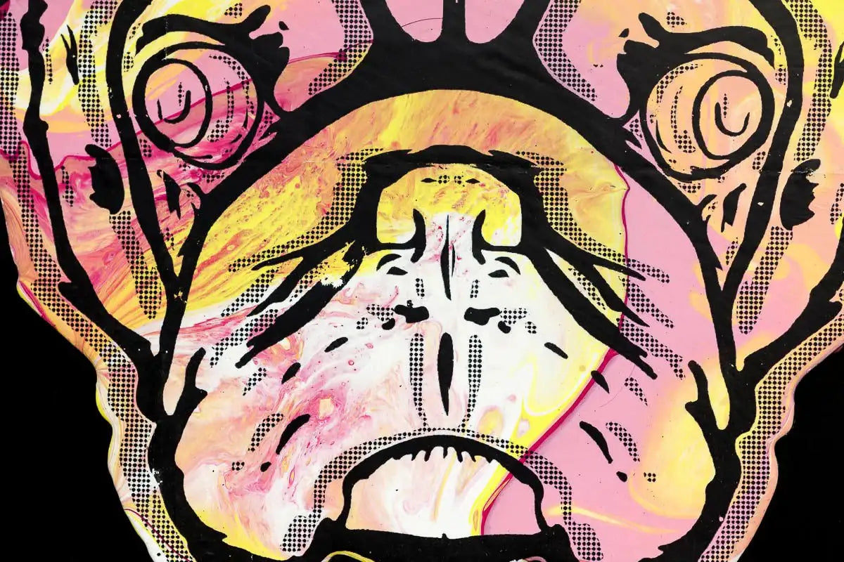 Pug Face - Pinks & Sherberts - Original - SOLD by artist Andrew Milk - Wyecliffe Galleries