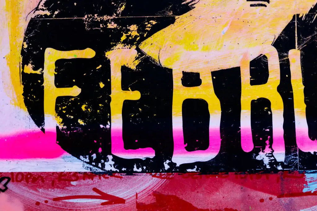 Secret Warehouse Art Show - Cell Block Peach - Original - SOLD by artist Andrew Milk - Wyecliffe Galleries