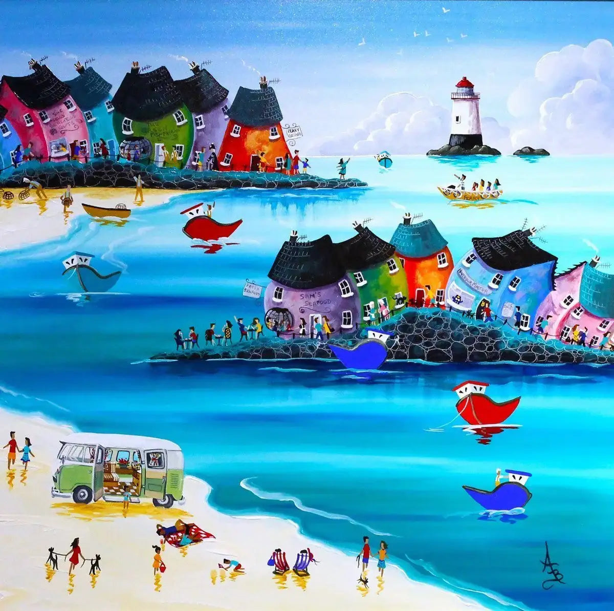 Camping on the Beach - SOLD by artist Anne Blundell - Wyecliffe Galleries