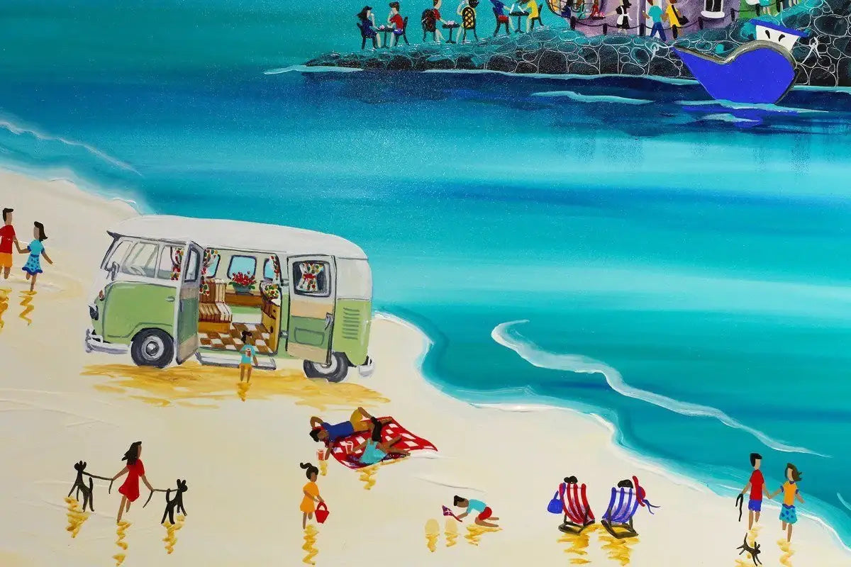Camping on the Beach - SOLD by artist Anne Blundell - Wyecliffe Galleries