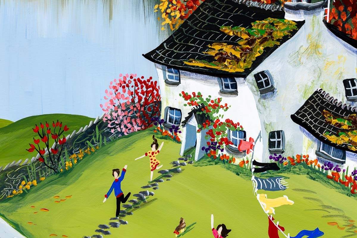 Collecting The Herdwicks - Original - SOLD by artist Anne Blundell - Wyecliffe Galleries