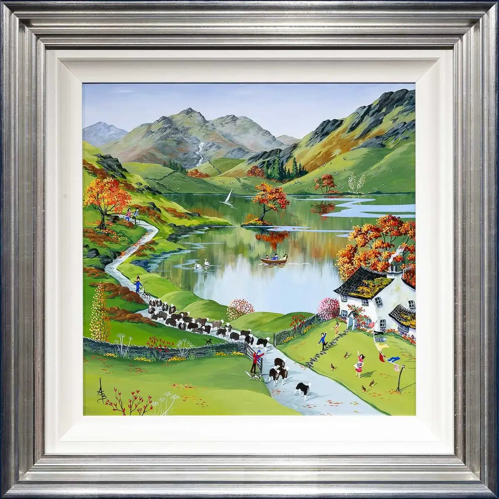 Collecting The Herdwicks - Original - SOLD by artist Anne Blundell - Wyecliffe Galleries