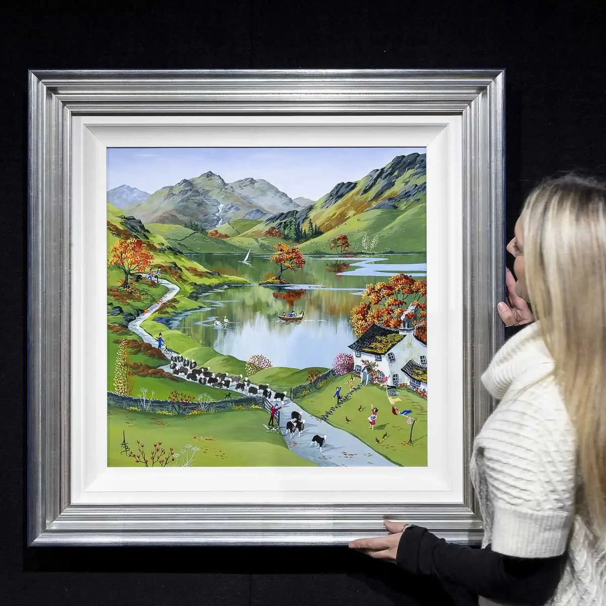 Collecting The Herdwicks - Original - SOLD by artist Anne Blundell - Wyecliffe Galleries