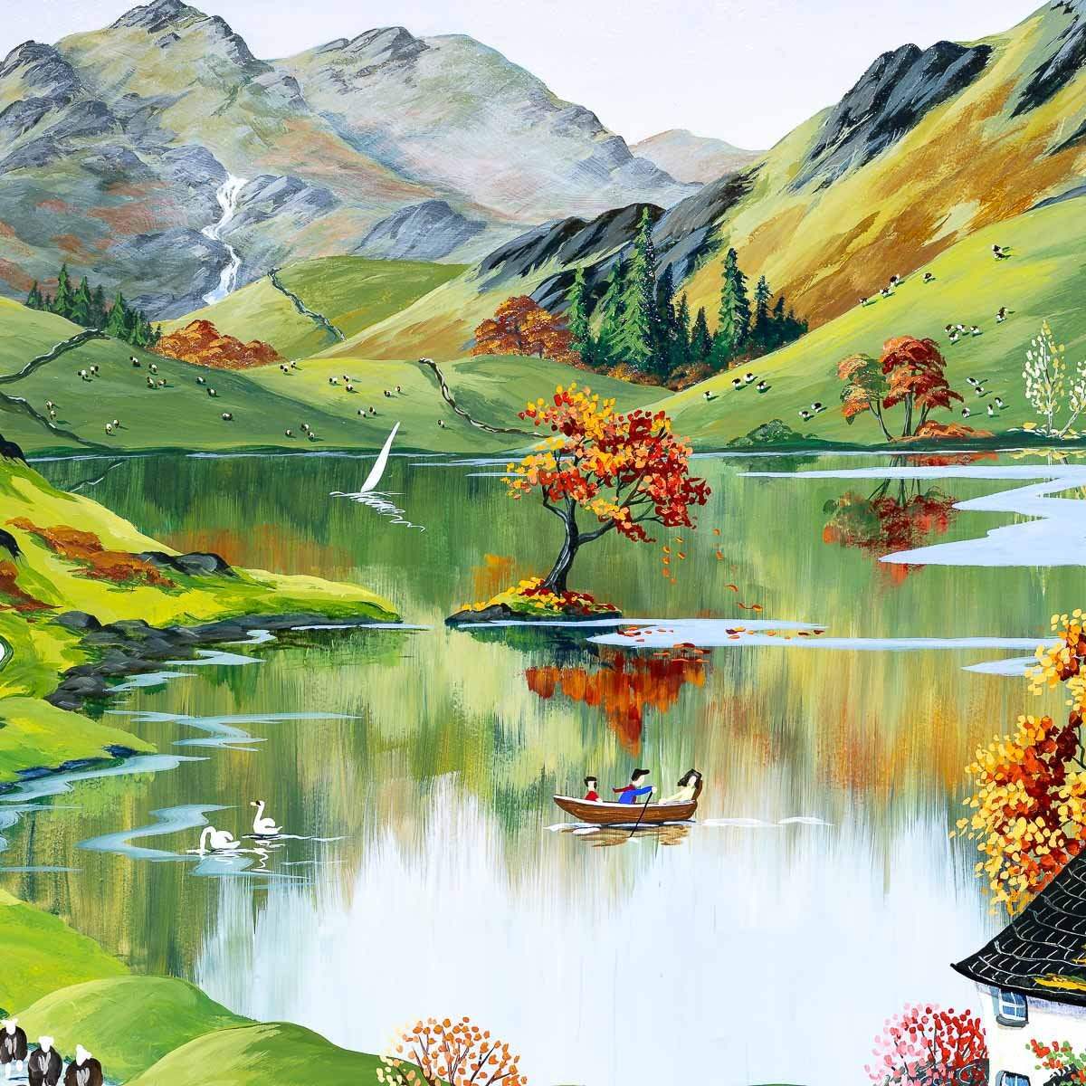 Collecting The Herdwicks - Original - SOLD by artist Anne Blundell - Wyecliffe Galleries