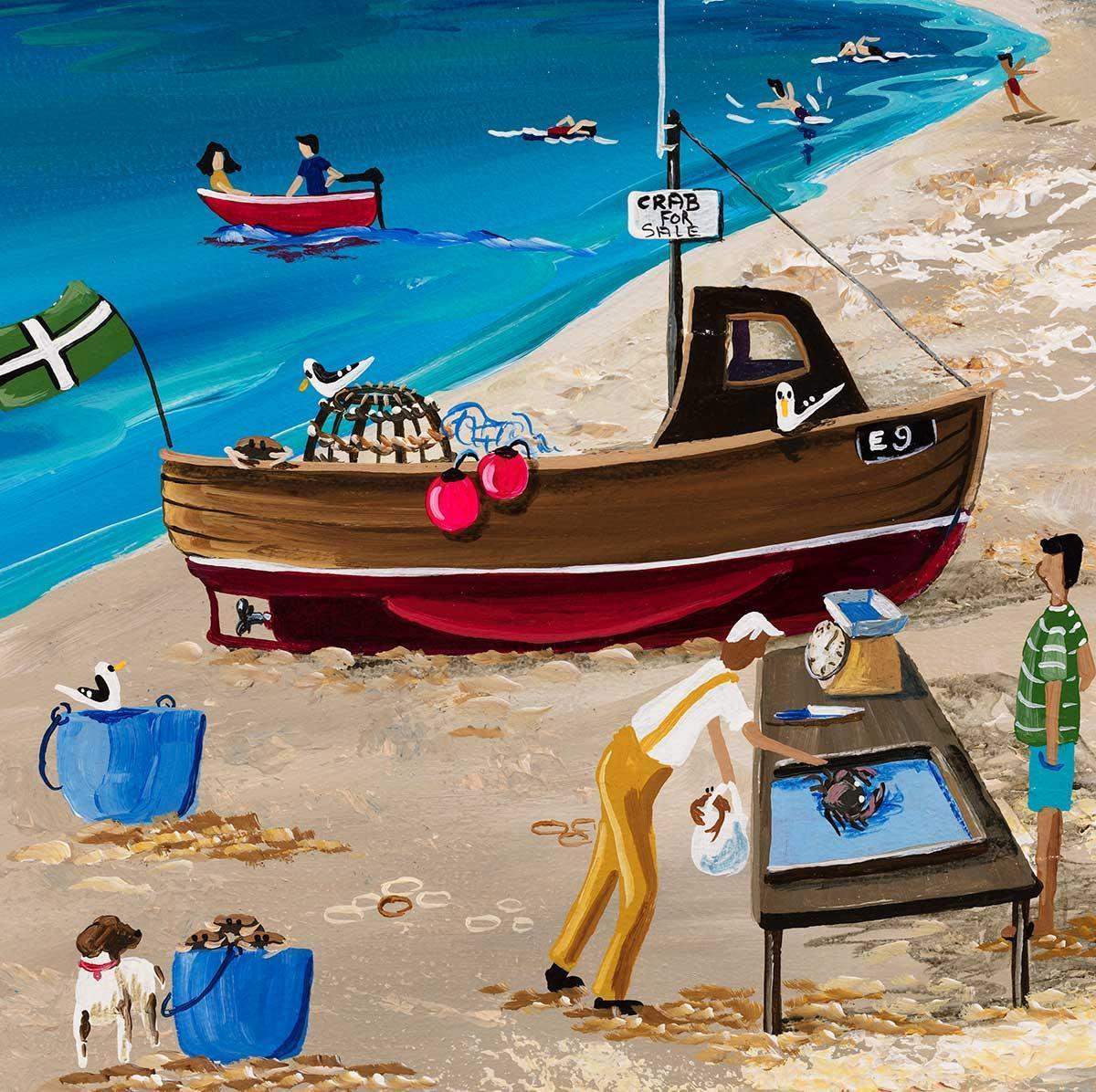 Crab Catch, Budleigh Salterton - SOLD by artist Anne Blundell - Wyecliffe Galleries
