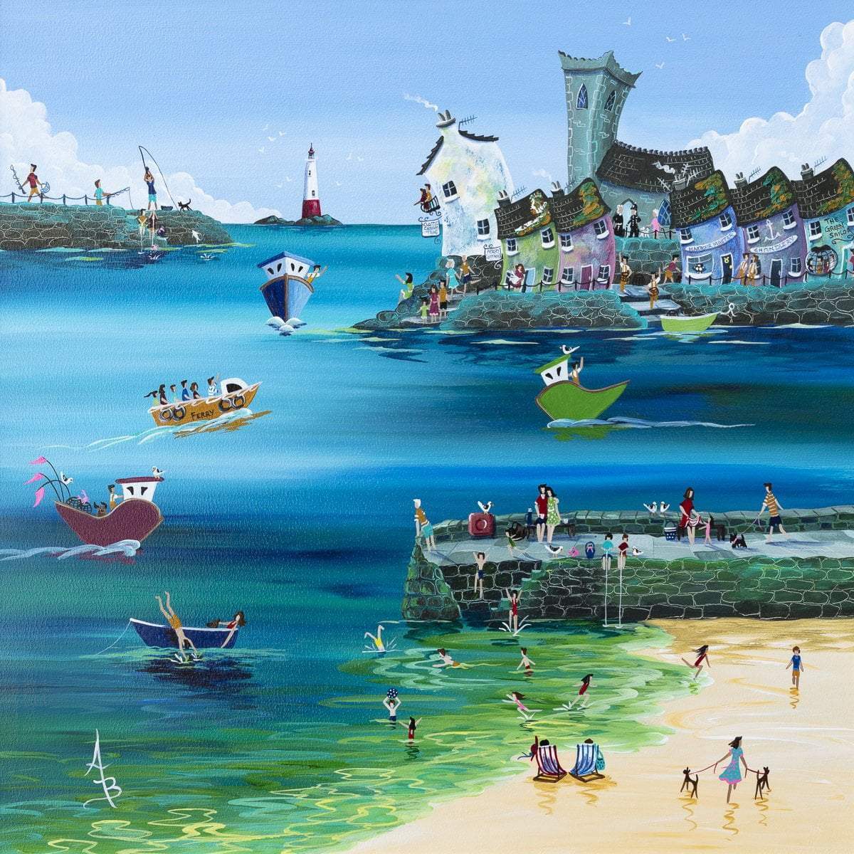 Crab Quay Water Babies - Original - SOLD by artist Anne Blundell - Wyecliffe Galleries