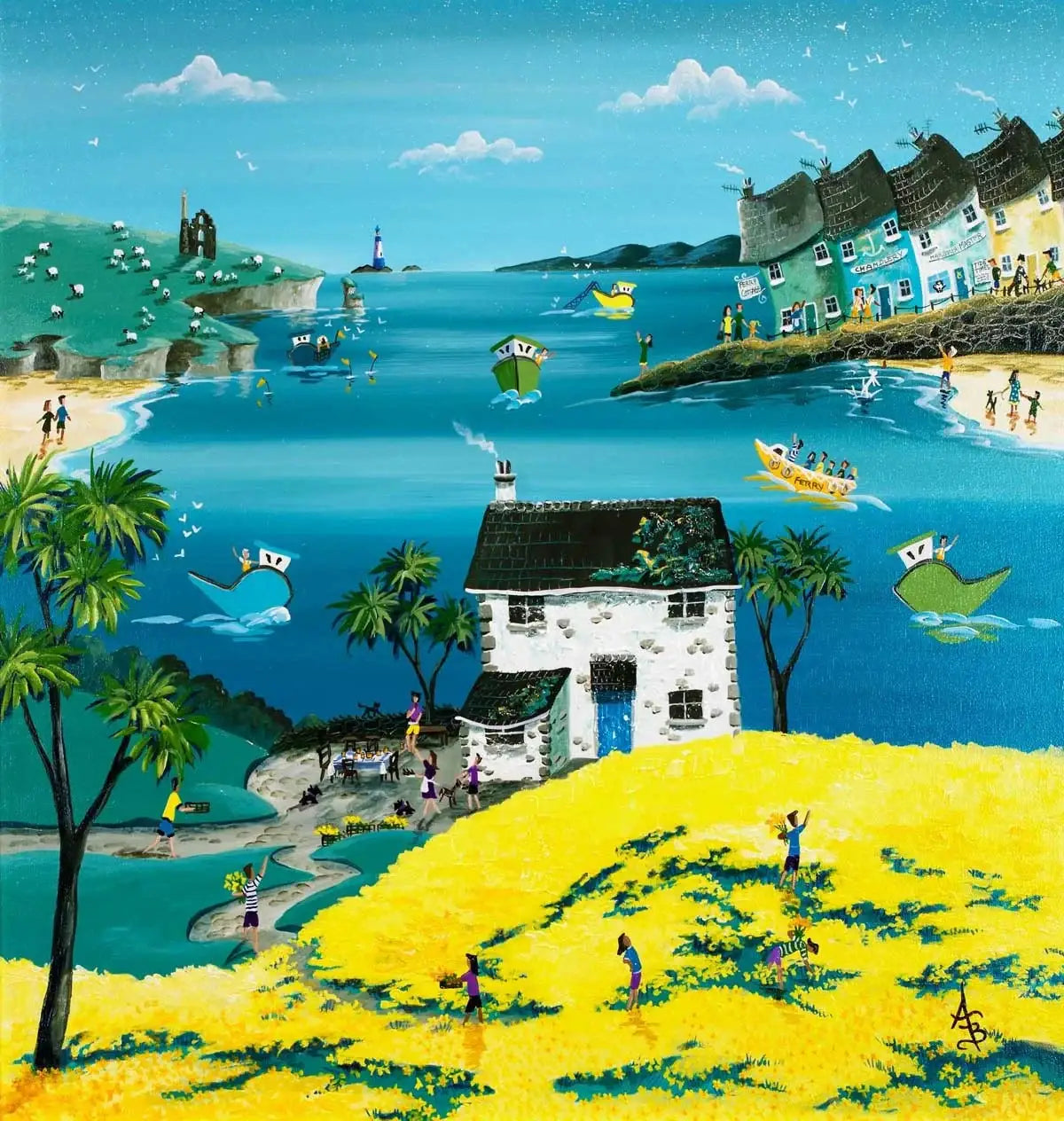 Daffodil Pickers Lunch - Original - SOLD by artist Anne Blundell - Wyecliffe Galleries