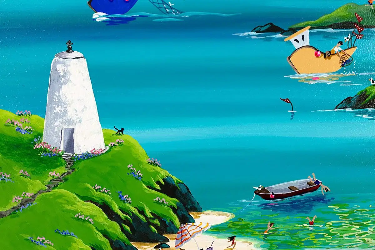 Flying Kites - Original - SOLD by artist Anne Blundell - Wyecliffe Galleries