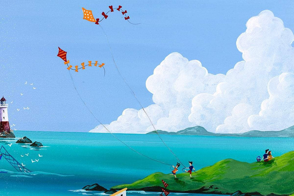 Flying Kites - Original - SOLD by artist Anne Blundell - Wyecliffe Galleries