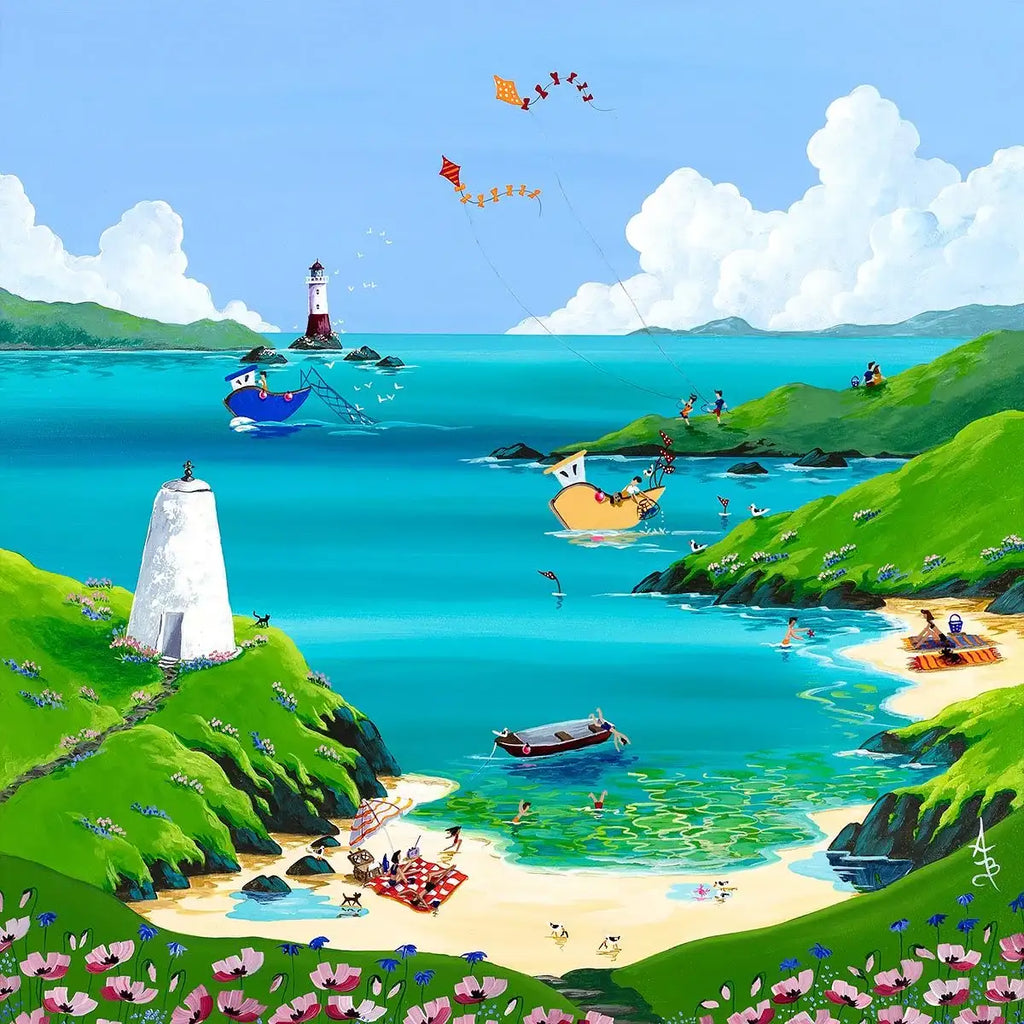 Flying Kites - Original - SOLD by artist Anne Blundell - Wyecliffe Galleries