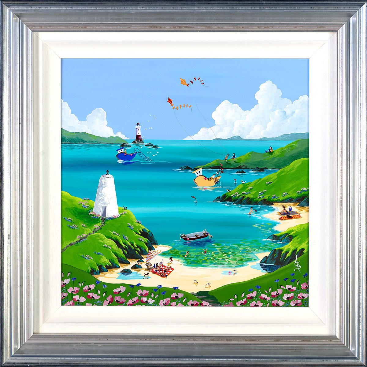 Flying Kites - Original Anne Blundell Framed