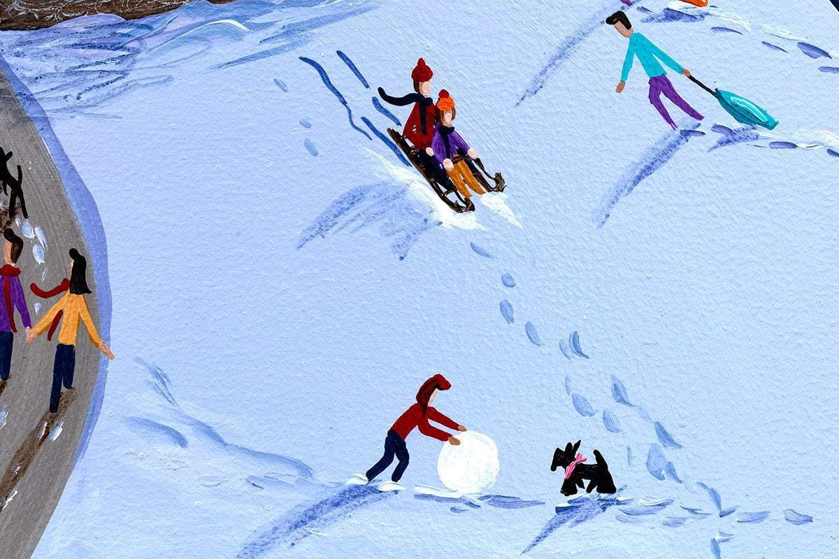 Fun in the Snow at Lookout Cottage - Original - SOLD by artist Anne Blundell - Wyecliffe Galleries