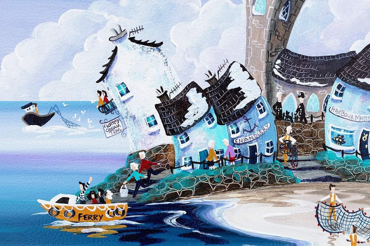 Fun in the Snow at Lookout Cottage - Original - SOLD by artist Anne Blundell - Wyecliffe Galleries