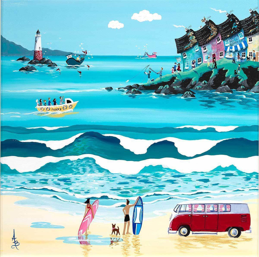 Great Day For A Surf - SOLD by artist Anne Blundell - Wyecliffe Galleries