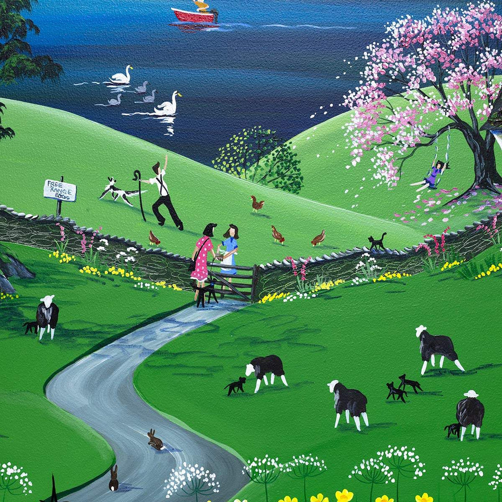 Herdwicks Among the Flowers - Original - SOLD by artist Anne Blundell - Wyecliffe Galleries
