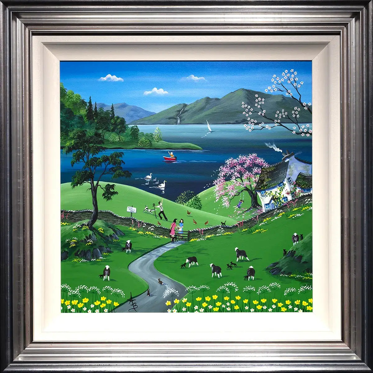 Herdwicks Among the Flowers - Original - SOLD by artist Anne Blundell - Wyecliffe Galleries