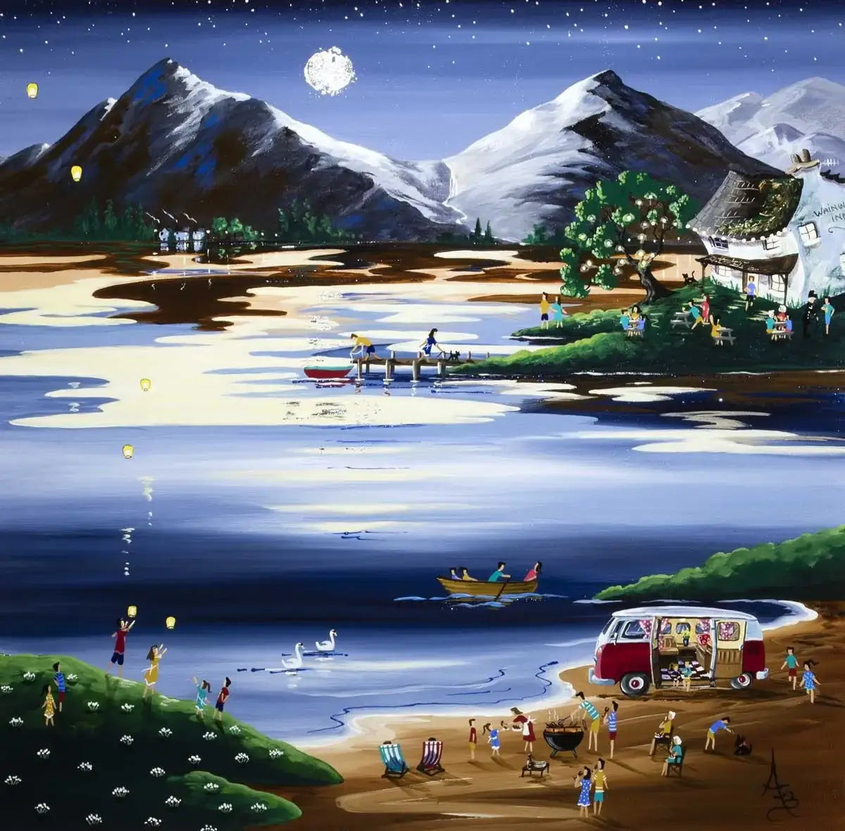 Lakeshore party - SOLD by artist Anne Blundell - Wyecliffe Galleries