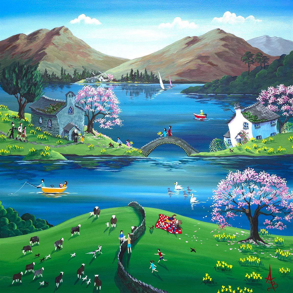 Looking at the Lambs - Original - SOLD by artist Anne Blundell - Wyecliffe Galleries