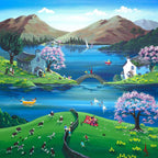 Looking at the Lambs - Original - SOLD by artist Anne Blundell - Wyecliffe Galleries