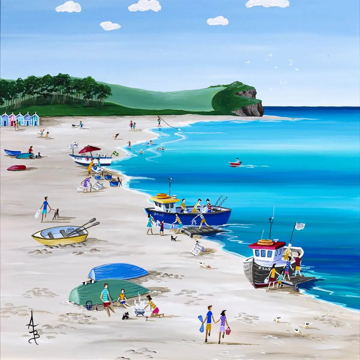 Mackerel Fishers Budleigh Salterton - Original - SOLD by artist Anne Blundell - Wyecliffe Galleries