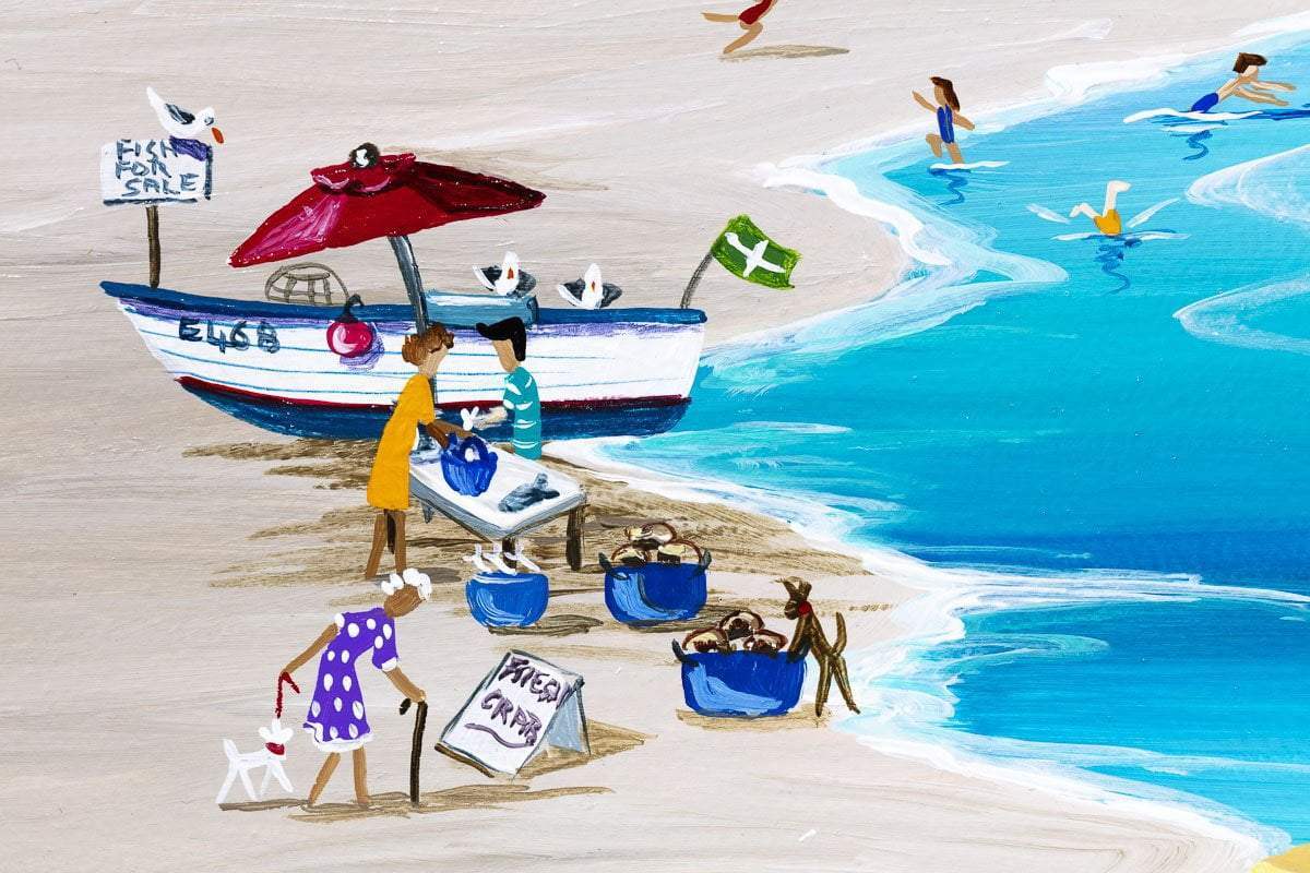 Mackerel Fishers Budleigh Salterton - Original - SOLD by artist Anne Blundell - Wyecliffe Galleries