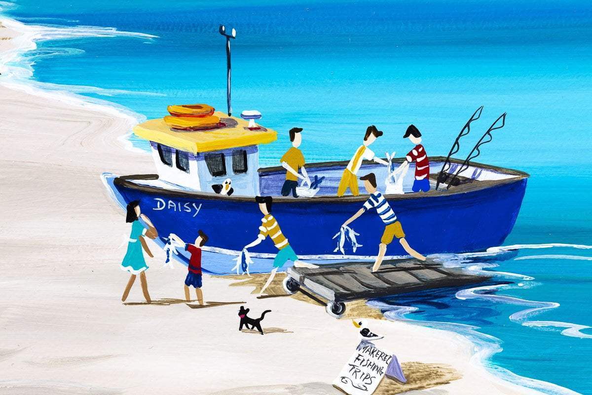 Mackerel Fishers Budleigh Salterton - Original - SOLD by artist Anne Blundell - Wyecliffe Galleries