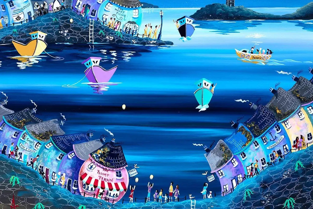 Party at the Prawn - Original - SOLD by artist Anne Blundell - Wyecliffe Galleries