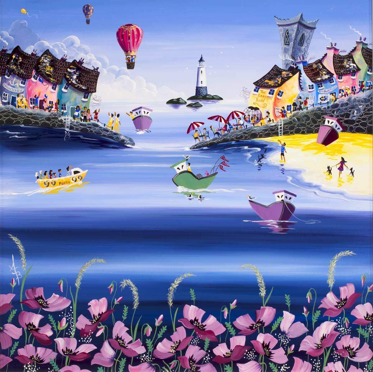 Poppies Above The Bay - Original - SOLD by artist Anne Blundell - Wyecliffe Galleries