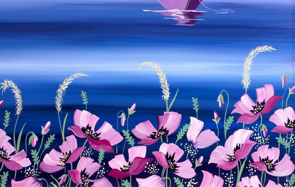 Poppies Above The Bay - Original - SOLD by artist Anne Blundell - Wyecliffe Galleries