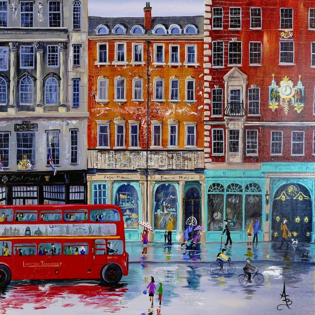 Rainy Day Piccadilly - SOLD by artist Anne Blundell - Wyecliffe Galleries