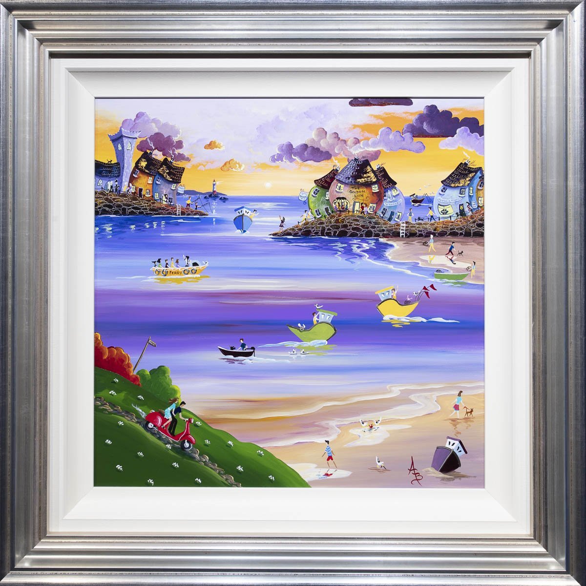 Scooting Down To Sunset Cove - Original Anne Blundell Framed