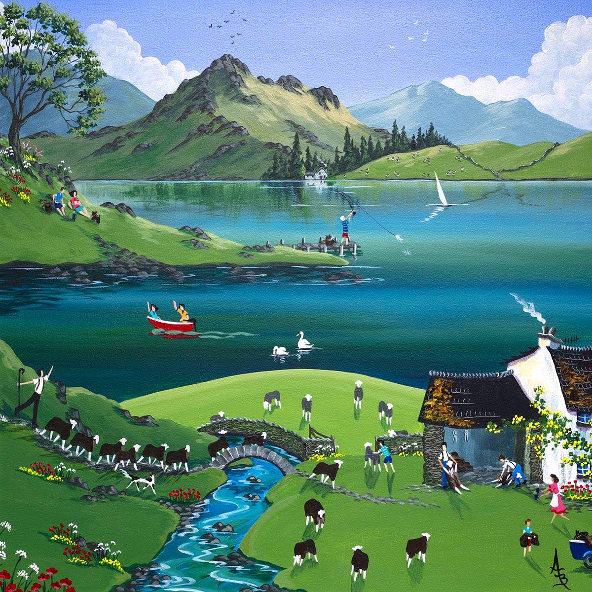 Shearing the Herdwicks - Original - SOLD by artist Anne Blundell - Wyecliffe Galleries