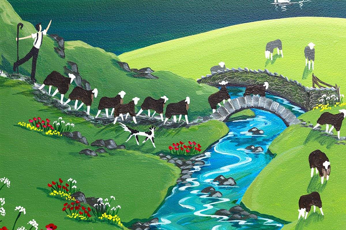Shearing the Herdwicks - Original - SOLD by artist Anne Blundell - Wyecliffe Galleries