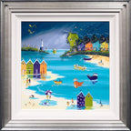Stormy Skies and Jewel Bright Beach Huts - SOLD by artist Anne Blundell - Wyecliffe Galleries